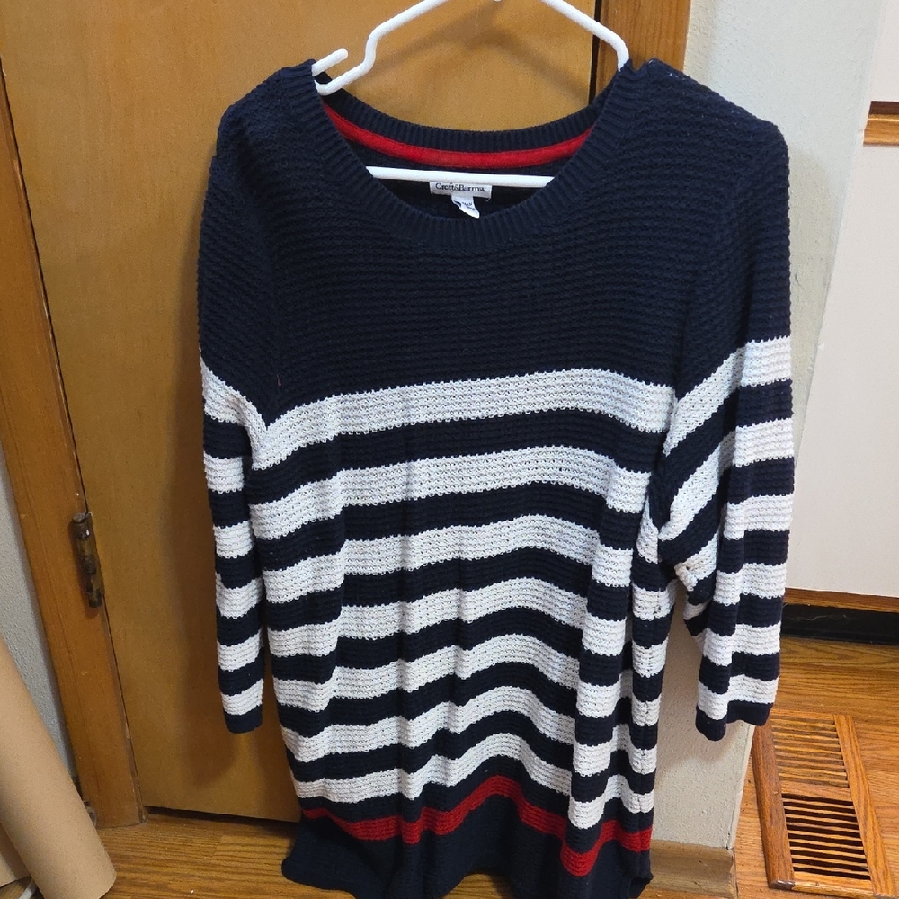 Croft & Barrow Navy, White, and Red Striped Sweater